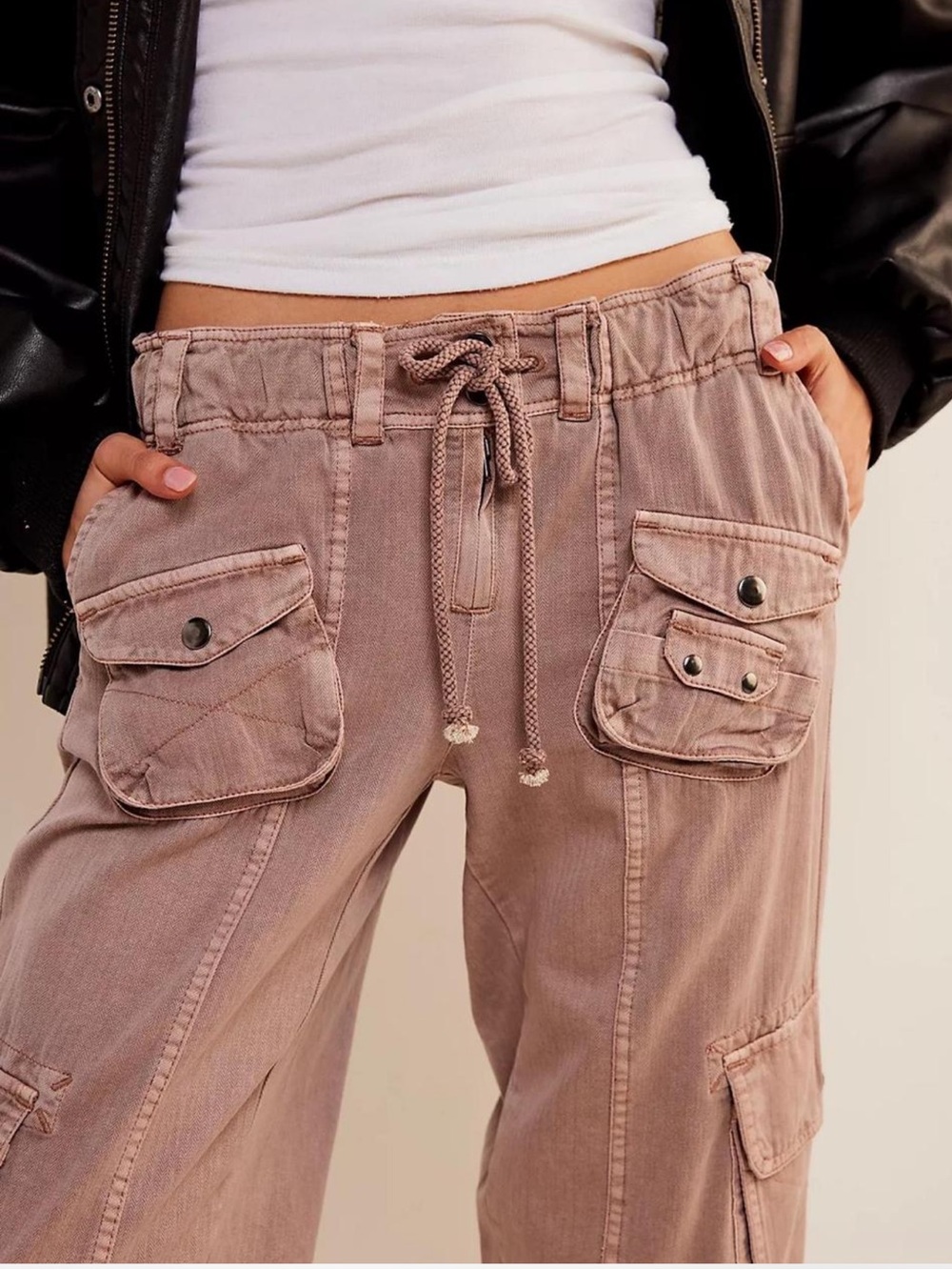 Free People Washed Mauve Utility Cargo Shorts